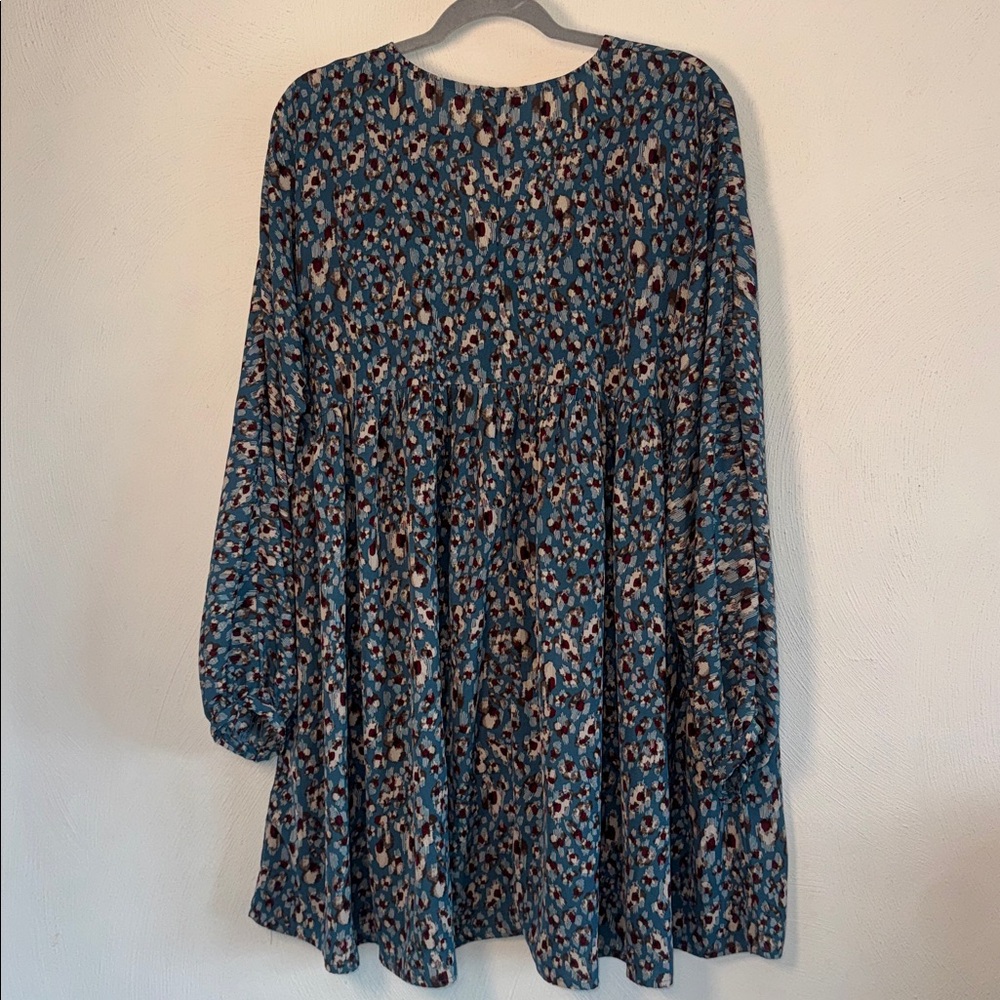 Umgee Baby Doll Midi Patterned Dress with Pockets. - Picture 2 of 7